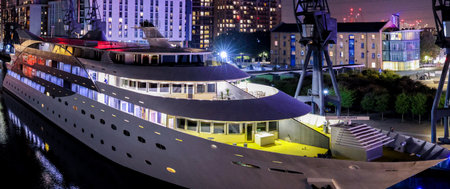 A large superyacht that is used or owned by people of wealth. Often used to take people of business people on holidays and trips across the world.の写真素材