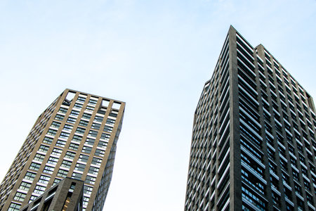 Offices and accommodation offered within a modern building located within a large city location.の写真素材
