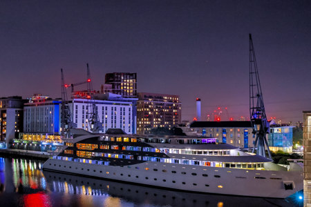 A large superyacht that is used or owned by people of wealth. Often used to take people of business people on holidays and trips across the world.の写真素材