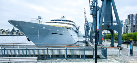 A large superyacht that is used or owned by people of wealth. Often used to take people of business people on holidays and trips across the world.の写真素材