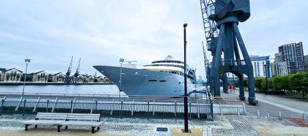 A large superyacht that is used or owned by people of wealth. Often used to take people of business people on holidays and trips across the world.の写真素材