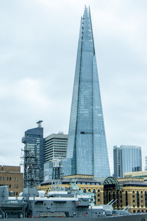 The Shard is a sharp skyscraper that stands tall over London, United Kingdom, visited by millions per year.の写真素材