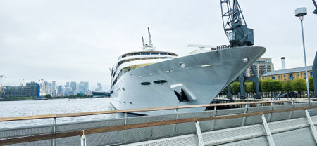 A large superyacht that is used or owned by people of wealth. Often used to take people of business people on holidays and trips across the world.の写真素材