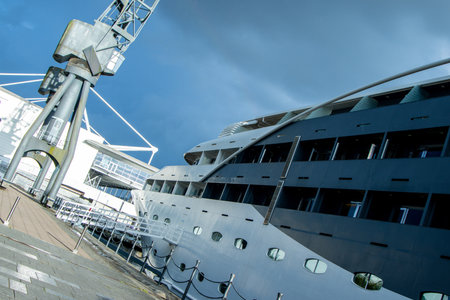 A large superyacht that is used or owned by people of wealth. Often used to take people of business people on holidays and trips across the world.の写真素材
