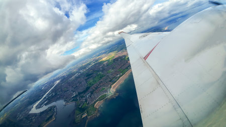 Newcastle is one of the United Kingdom's main cities, here seen from an aircraft flying overhead.の写真素材