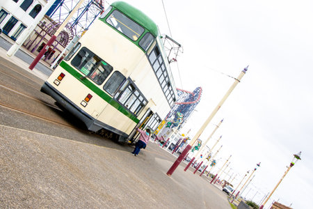 The Blackpool Tramway has been around for a very long time and enjoyed by people from all over for decades.の写真素材