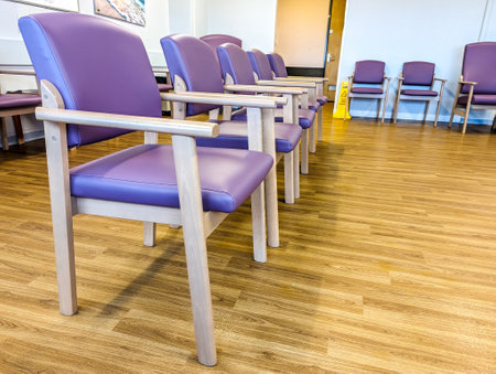 Patients and visitors often first have to start at a Hospital Waiting room to be seen by a Nurse or Doctor, which can often be a very long wait with minimal facilities.の写真素材