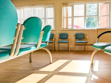 Patients and visitors often first have to start at a Hospital Waiting room to be seen by a Nurse or Doctor, which can often be a very long wait with minimal facilities.の写真素材
