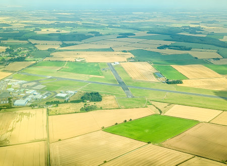 One of the major airports in the United Kingdom, Humberside Airport, seen here from the air.の写真素材