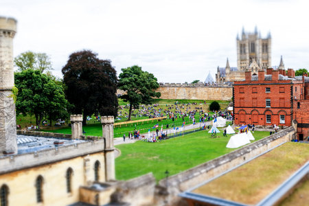 Lincoln Castle sits in the center of Lincoln city, visited by thousands of people every month. It's gothic architecture enjoyed by many.の写真素材