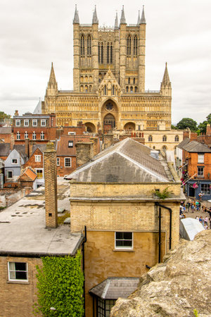 Lincoln Cathedral once of the tallest buildings and stands tall above the city skyline of Lincoln.の写真素材
