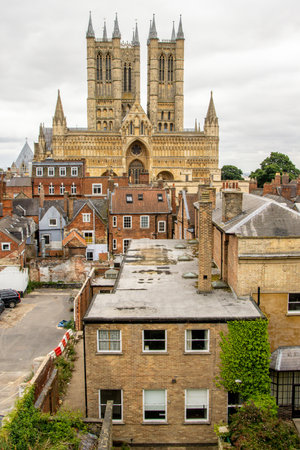 Lincoln Cathedral once of the tallest buildings and stands tall above the city skyline of Lincoln.の写真素材