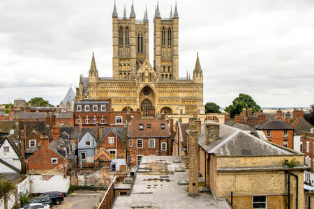 Lincoln Cathedral once of the tallest buildings and stands tall above the city skyline of Lincoln.の写真素材