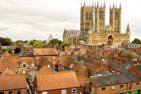 Lincoln Cathedral once of the tallest buildings and stands tall above the city skyline of Lincoln.の写真素材
