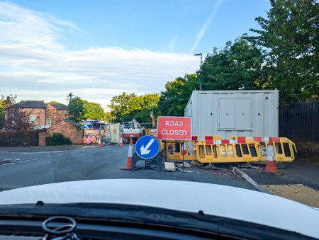 One of the main frustrations of drivers is roadworks due to delays, closures and inconvenience but they play an important part to repair and upgrade roads.の写真素材
