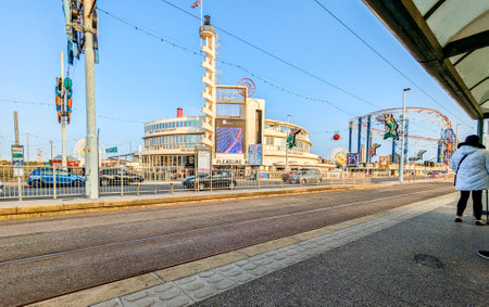 The Blackpool Tramway has been around for a very long time and enjoyed by people from all over for decades.の写真素材