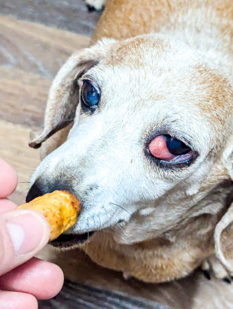 A healthcare condition which is common in Miniature Dachshunds, Cherry Eye affects the tear duct area of the eye socket.の写真素材
