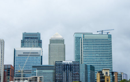 Skyscrapers and other unique building designs make up the cityscape of London, in the United Kingdom.の写真素材