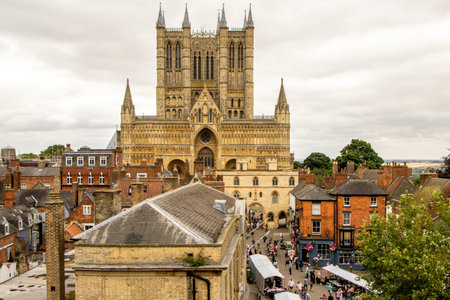 Lincoln Cathedral once of the tallest buildings and stands tall above the city skyline of Lincoln.の写真素材