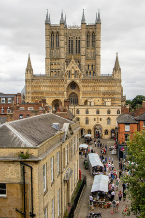 Lincoln Cathedral once of the tallest buildings and stands tall above the city skyline of Lincoln.の写真素材