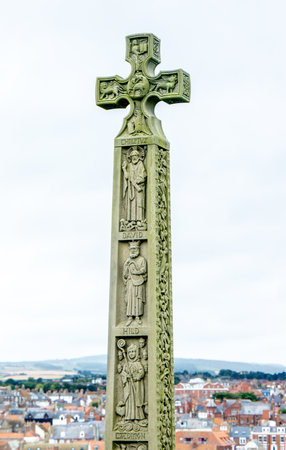 A fancy designed celtic monument sitting over a person's graveside, often bought by the wealthy.の写真素材