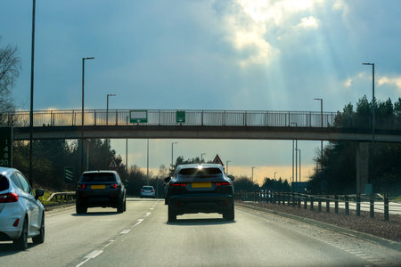 One of the major roads within the United Kingdom, used by millions of drivers getting to their destinations across country.の写真素材