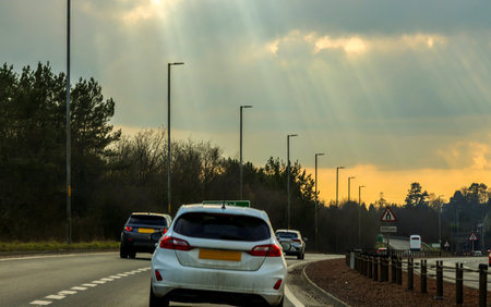 One of the major roads within the United Kingdom, used by millions of drivers getting to their destinations across country.の写真素材