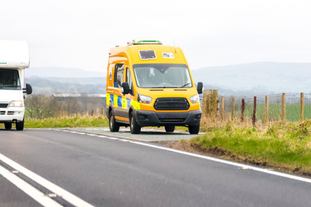A speeding trap van designed to capture and prevent driver's who drive to fast and in turn preventing accidents.の写真素材