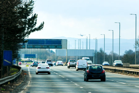 One of the major roads within the United Kingdom, used by millions of drivers getting to their destinations across country.の写真素材