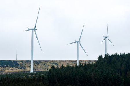 A huge wind turbine capable of generating electricity for a town or establishment.の写真素材