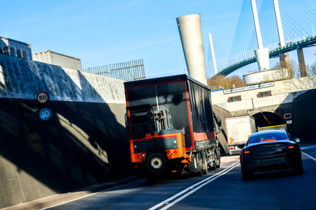 The Dartford crossing connecting the south east of England to the midlands and further afield.の写真素材
