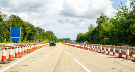 One of the main frustrations of drivers is roadworks due to delays, closures and inconvenience but they play an important part to repair and upgrade roads.の写真素材