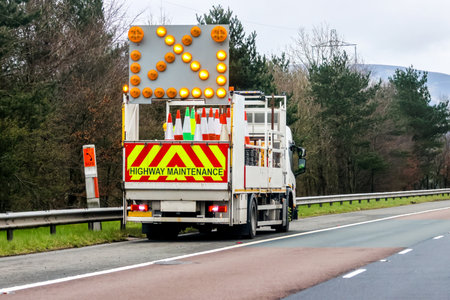 One of the main frustrations of drivers is roadworks due to delays, closures and inconvenience but they play an important part to repair and upgrade roads.の写真素材