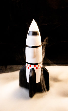 A rocket that has landed on the surface of another planet ready to explore what discoveries might be waiting to be found.の写真素材