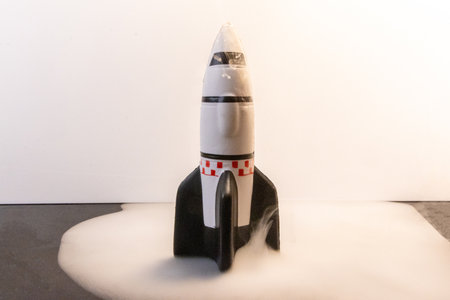 A rocket that has landed on the surface of another planet ready to explore what discoveries might be waiting to be found.の写真素材