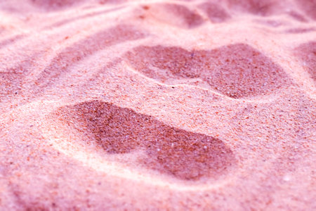Pink sands founds often on exotic or european beaches where people like to walk, sunbath and play in the sand.の写真素材