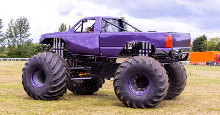 One of the enjoyable things to watch a motor sport event. Monster trucks with super power to crush and jump over vehicles.の写真素材