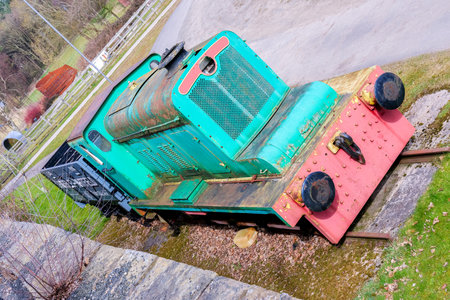 A railway train which was used to transport carts around the depot or passenger carts from place to place on the depot.の写真素材