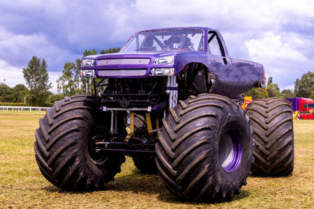 One of the enjoyable things to watch a motor sport event. Monster trucks with super power to crush and jump over vehicles.の写真素材