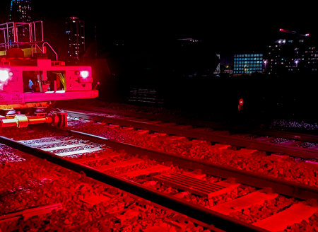 Railways have engineering works day and night but mostly at night to prevent affecting commuter's journeys.の写真素材