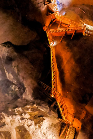 The Salt Mines or Poland have hundreds of miles of features and hidden amazing sights, usually occupied by tourists from around the world.の写真素材