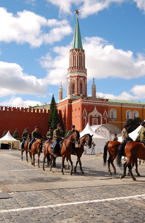 Horse guard training on Red Square in Moscowのeditorial素材