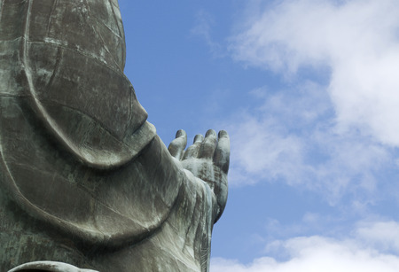 blessing hand of Buddhas statue in Po Lin monastery, Hong Kongの写真素材