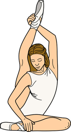 Illustration of a Yoga Girl doing Stretching Exercisesの写真素材
