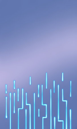 Abstract blue light lines on a dark blue background. Vertical orientation.