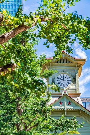 Summer in Hokkaido Sapporo Clock Tower (the dance hall of the former Sapporo Agricultural School)の写真素材