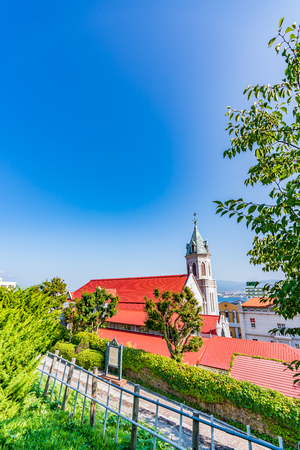 Hokkaido scenery in summer, Motomachi Roman Catholic Churchのeditorial素材