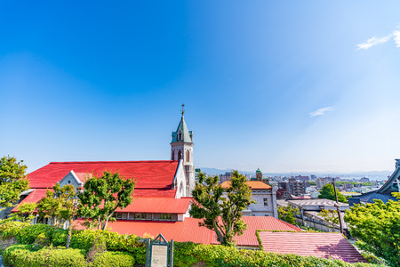 Hokkaido scenery in summer, Motomachi Roman Catholic Churchのeditorial素材