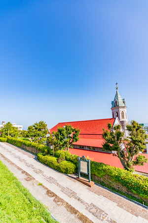 Hokkaido scenery in summer, Motomachi Roman Catholic Churchのeditorial素材