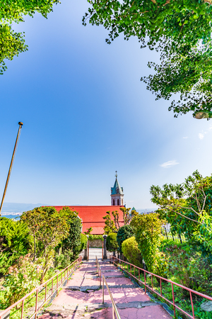 Hokkaido scenery in summer, Motomachi Roman Catholic Churchのeditorial素材